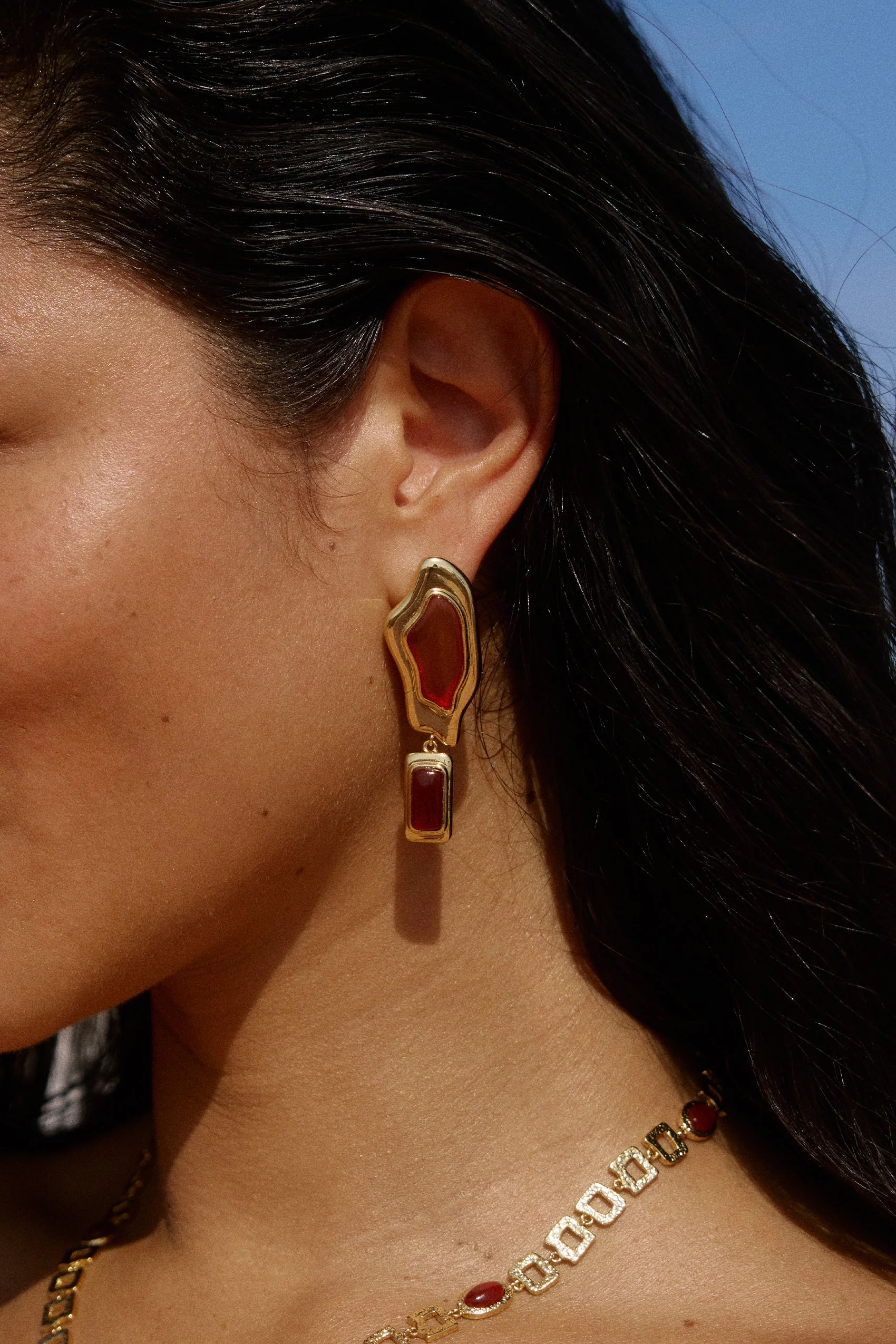 Sombra Earrings in Red Agate - Image 2